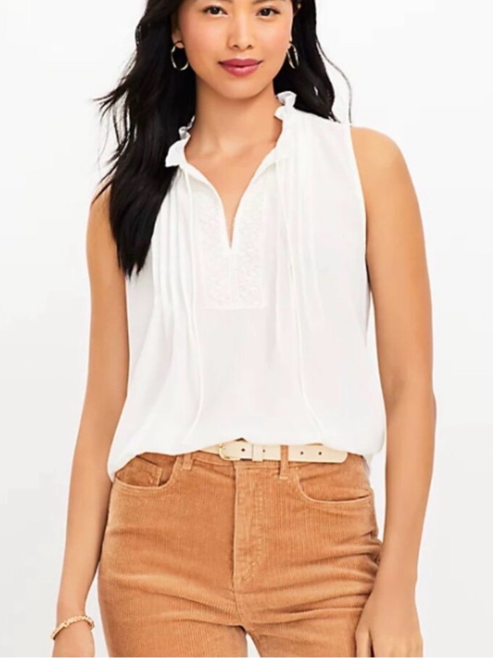 Sleeveless Ruffle-Detail Top